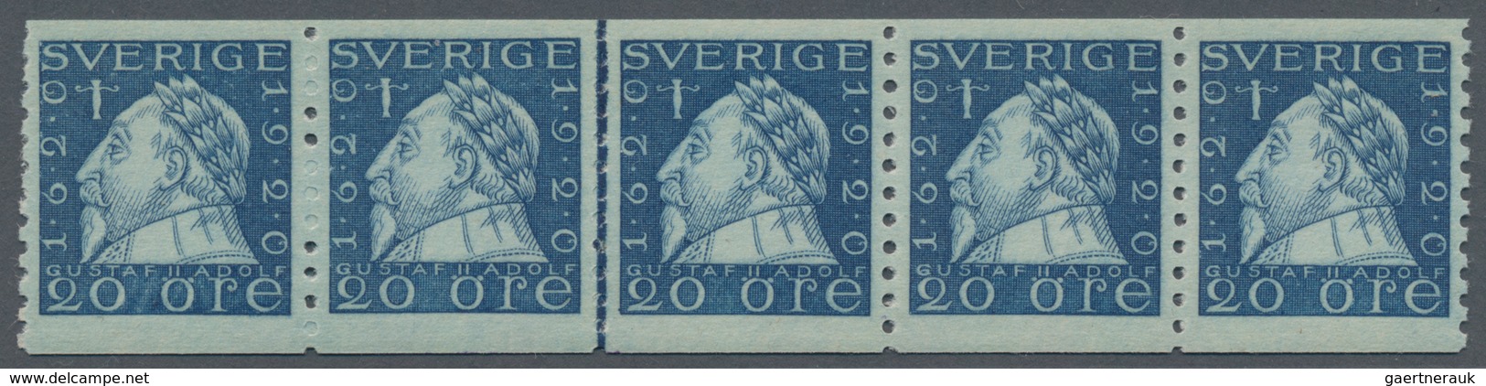 Schweden: 1920, King Gustaf II. Adolf 20öre Blue Vert. Perf. 9¾ In A Lot With Approx. 500 Stamps Mos - Briefe U. Dokumente