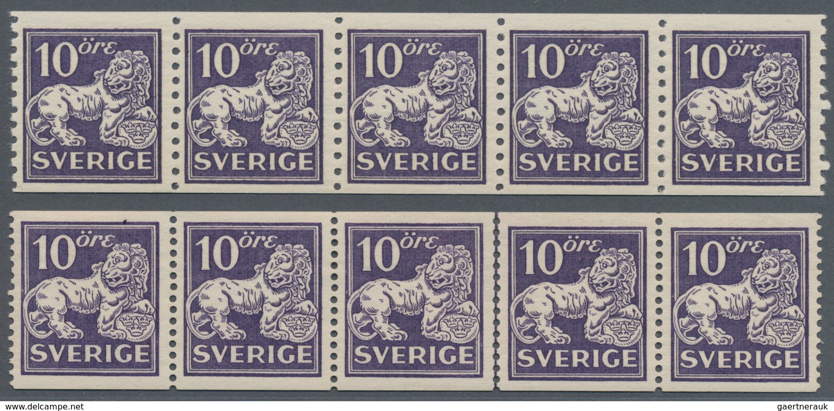 Schweden: 1925/1934, Standing Lion 10öre Violet In Six Different Types And In Different Quantities I - Briefe U. Dokumente