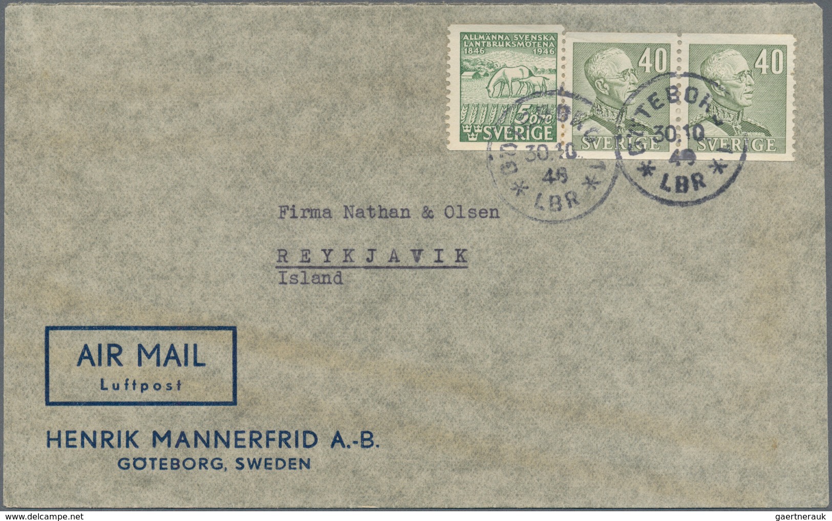 Schweden: 1936/1949, Approx. 38 Flight Covers To And From Sweden Including Parts Of A Crashcover Fro - Briefe U. Dokumente