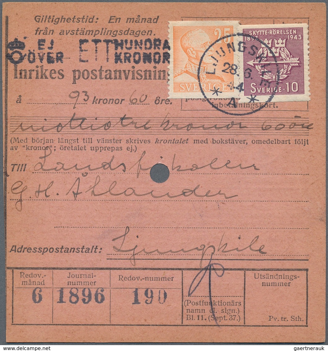 Schweden: 1944, holding of apprx. 600 money orders, showing various rates and attractive diversity o