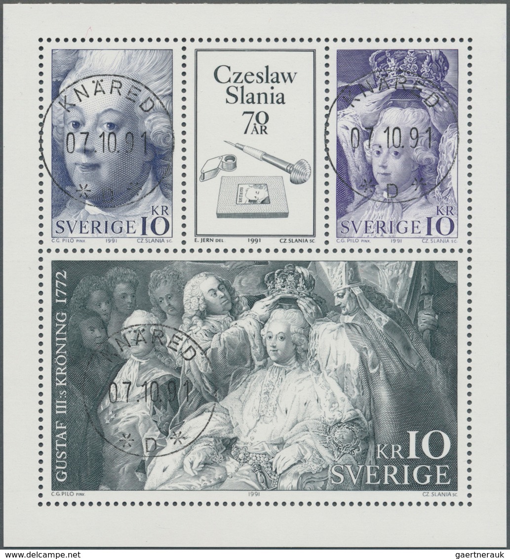 Schweden: 1991, 70th Birthday Of Czeslaw Slania Set In A Lot With 450 Complete Booklet Panes All Fin - Briefe U. Dokumente