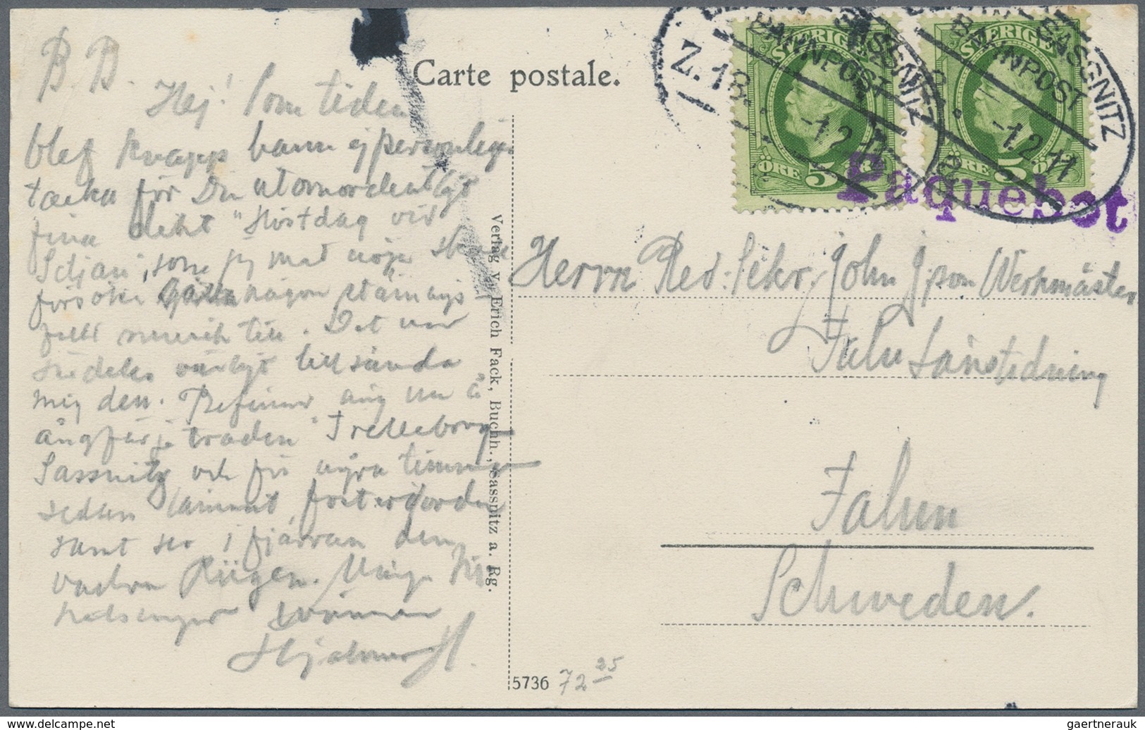 Schweden - Stempel: 1845/1957, Collection Of About 36 Letters/cards, Nearly All With Ship-post Cance - Otros & Sin Clasificación