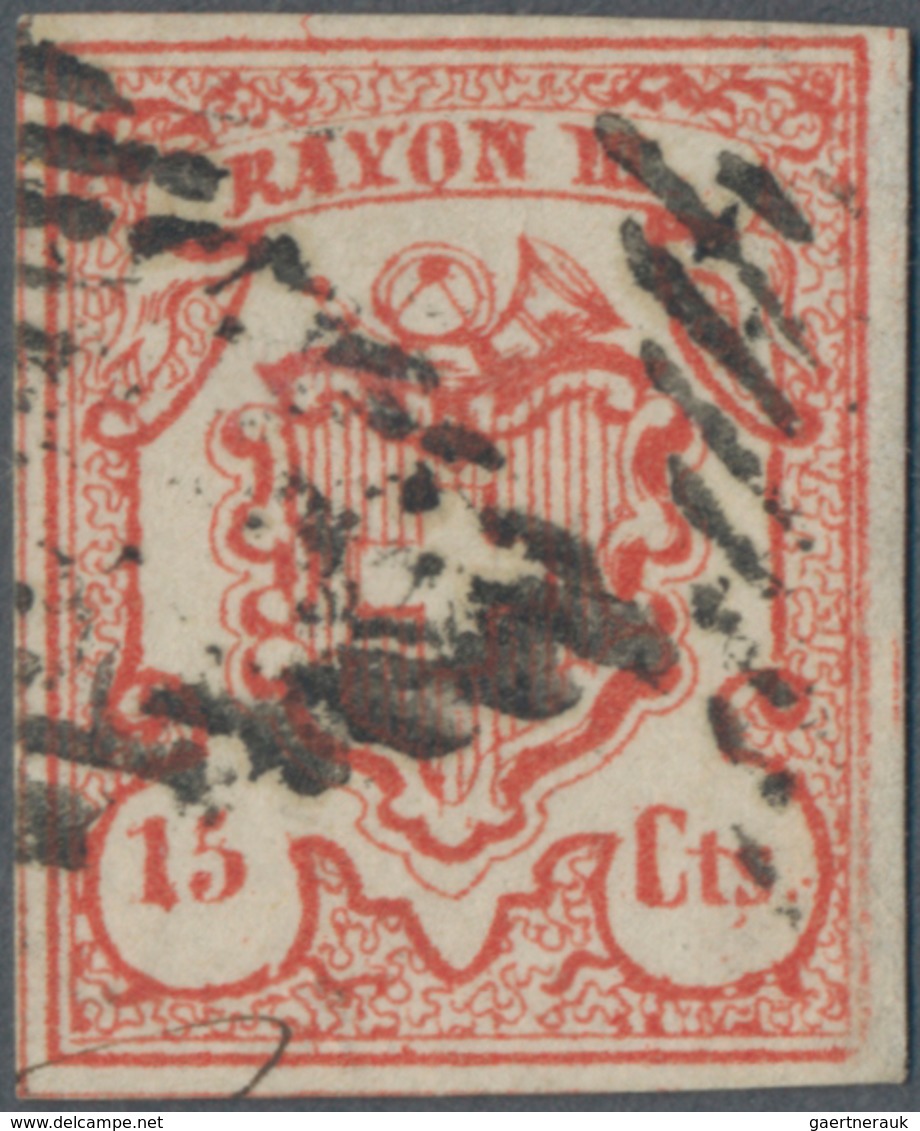 Schweiz: 1846/1852, Lot Von Zwei Marken: 5 C. Großes Wappen Ungebraucht Signiert Kosack (Mängel); Zu - Verzamelingen