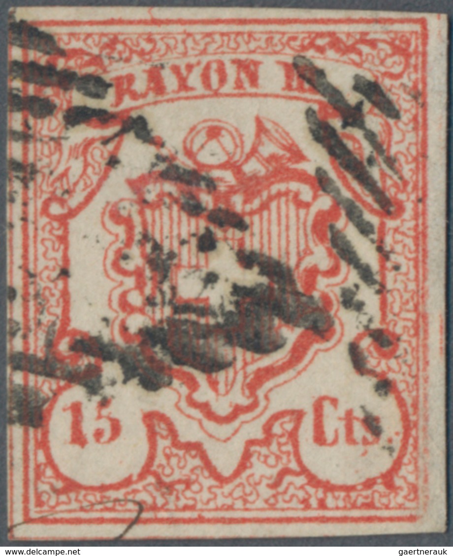 Schweiz: 1846/1852, Lot Von Zwei Marken: 5 C. Großes Wappen Ungebraucht Signiert Kosack (Mängel); Zu - Lotes/Colecciones