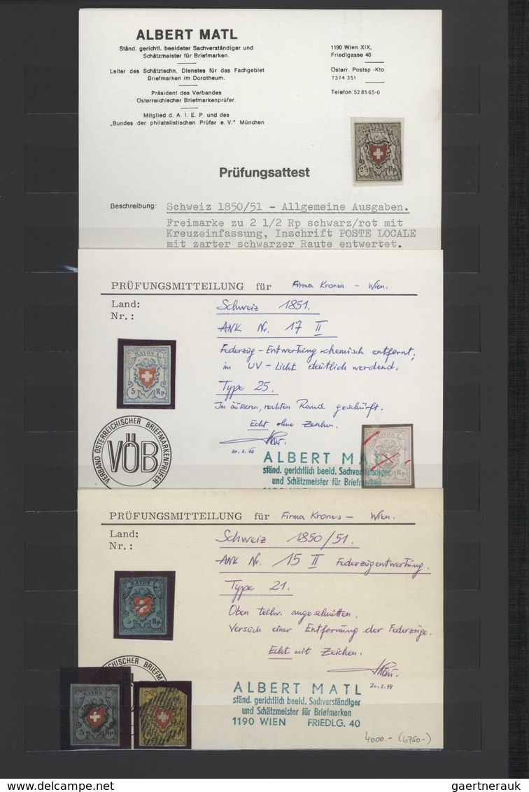Schweiz: 1850/1960 (ca.), Sammlungsbestand Im Steckbuch, Dabei Einige Bessere Werte Rayon Und 2½ Rp. - Sammlungen