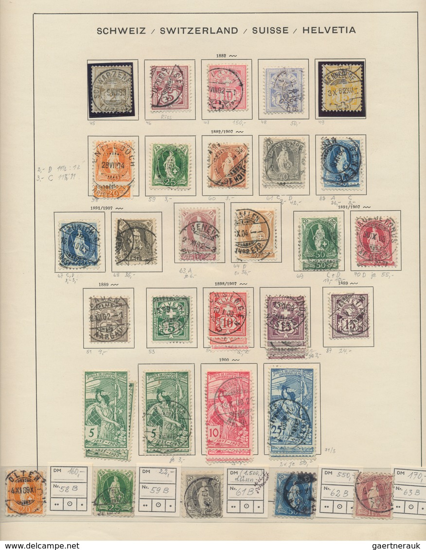 Schweiz: 1850-1980 (ca): Gewachsene Sammlung Im Schaubek Vordruckalbum Mit Nr 8 Und 9 Gestempelt, Ab - Sammlungen