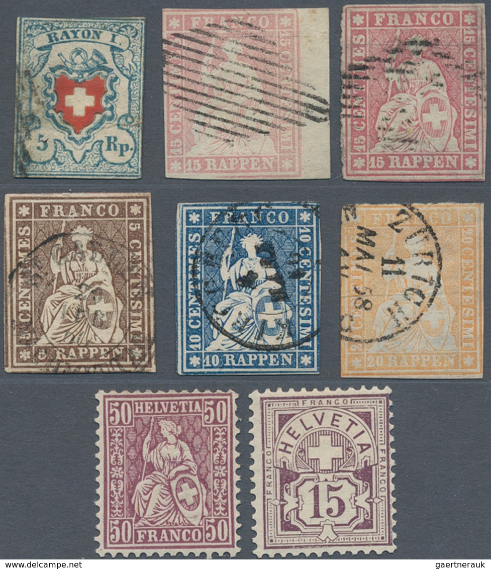 Schweiz: 1850-1906: Partie Von 37 Marken Ab Rayon, Gebraucht Oder Ungebraucht Bzw. Postfrisch, Dabei - Lotes/Colecciones