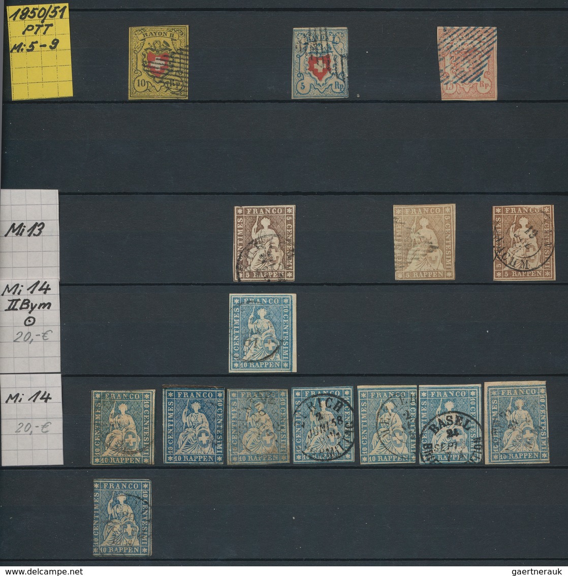 Schweiz: 1850-1907: Kleine Sammlung Ab Rayons Bis Stehende Helvetia In Unterschiedlicher Erhaltung M - Sammlungen