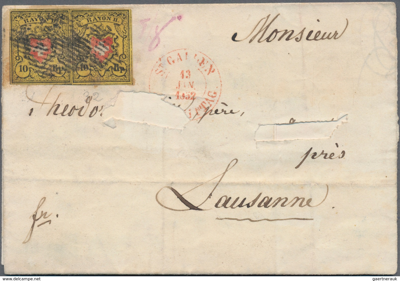 Schweiz: 1852/1900 (ca.), Vielseitiger Posten Von Rund 150 Belegen Ab Rayon Mit Farbfrankatur, Paar - Sammlungen