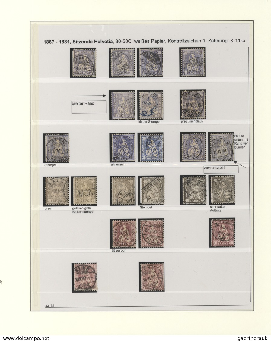 Schweiz: 1862-1881 SITZENDE HELVETIA: Spezialsammlung Von Rund 300 Gestempelten Marken Und 35 Belege - Lotes/Colecciones