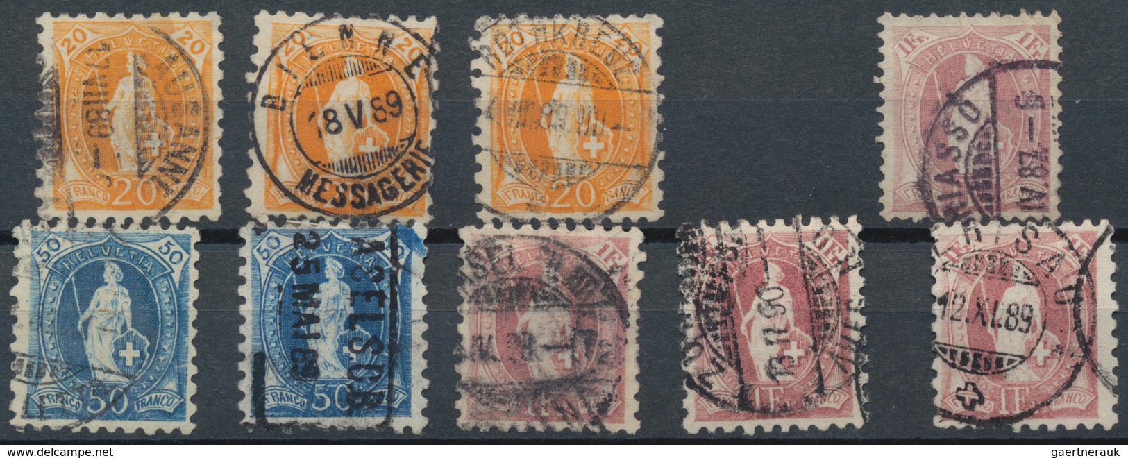 Schweiz: 1882/1908, Stehende Helvetia, Gestempelte Partie Von 105 Marken, Dabei Auch MiNr. 58 B (3), - Sammlungen