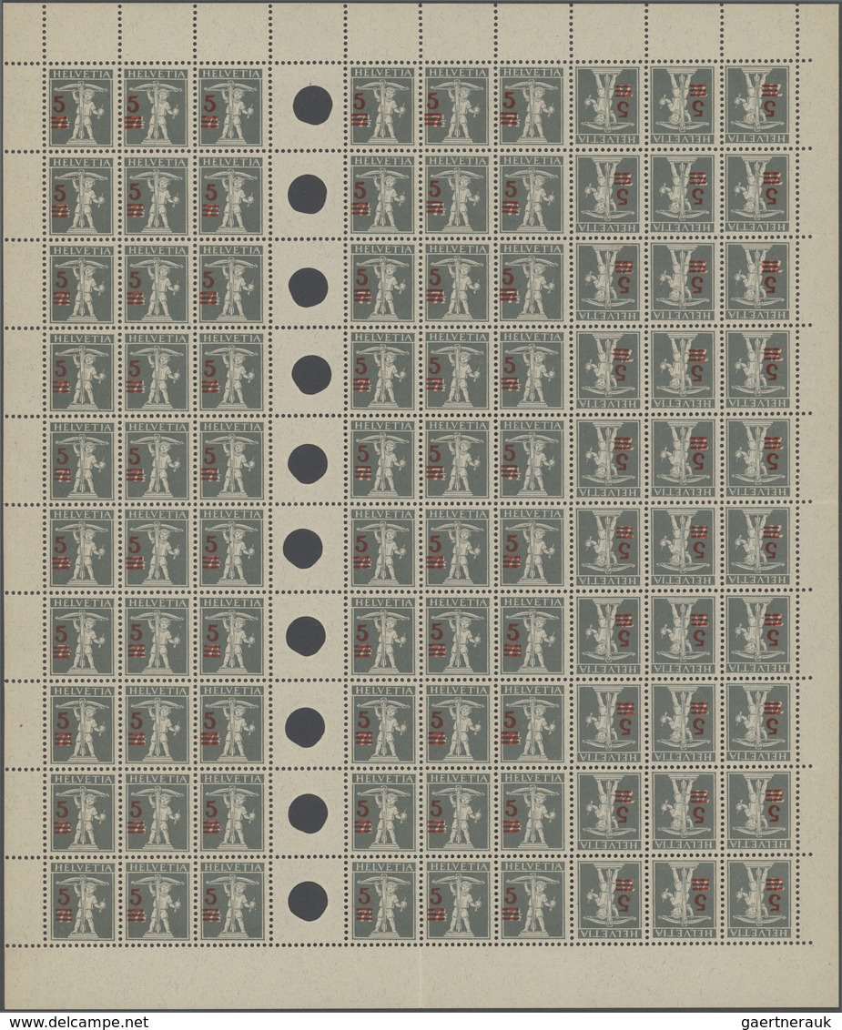 Schweiz - Zusammendrucke: 1918/1921, Lot Von Vier Kompletten Markenheftchenbogen: MiNr. 10 (Mi. 1.10 - Se-Tenant