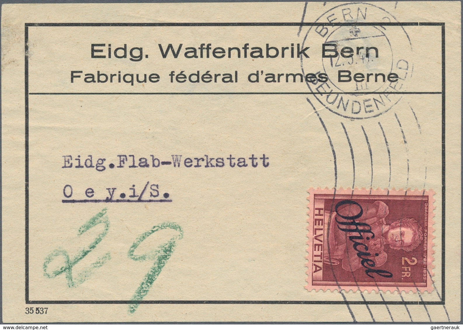 Schweiz - Dienstmarken Bund Und Ämter: 1935-50: Kollektion Von Ca. 40 Belegen Mit Dienstmarken Ab Ma - Dienstmarken