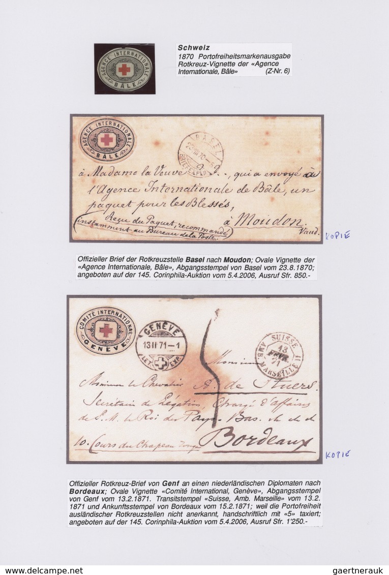 Schweiz - Portofreiheitsmarken: 1870/1871, Zusammenstellung Mit Portofreiheitsmarke Für Das Internat - Portofreiheit