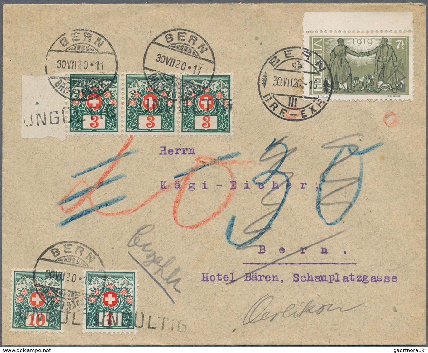 Schweiz - Portomarken: 1882-1945 Ca.: Sammlung Von Rund 160 Belegen Mit Portomarken (ca. 120) Bzw. P - Portomarken