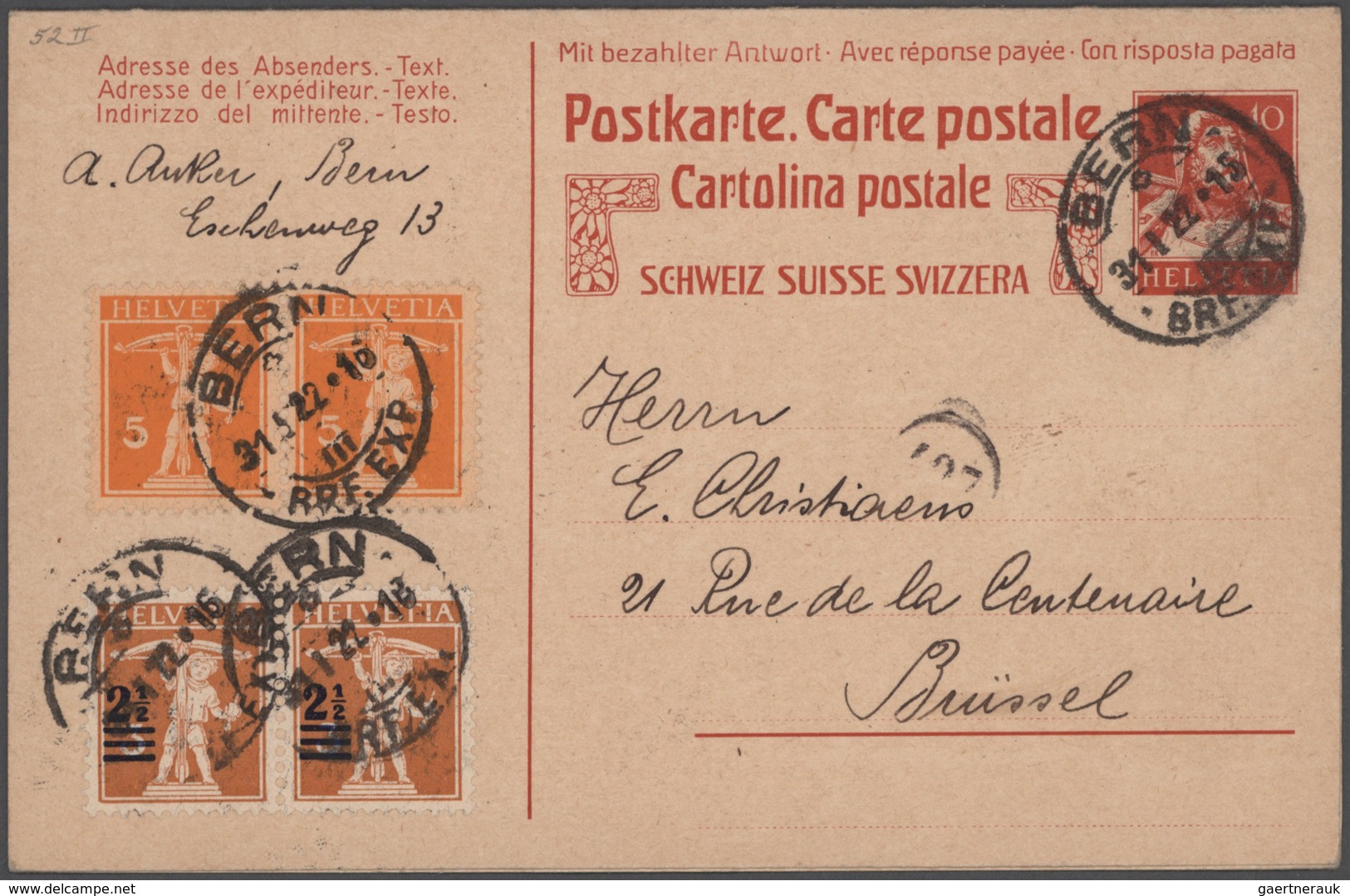 Schweiz - Ganzsachen: 1870/1940 Bestand von über 700 ungebrauchten und gebrauchten Ganzsachenkarten,