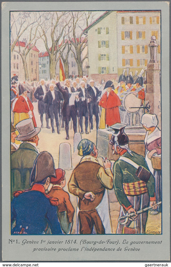 Schweiz - Ganzsachen: 1914, Zwei Komplette Sätze Zu Je 10 Bildern Der Halbamtlichen Ganzsachenkarten - Enteros Postales