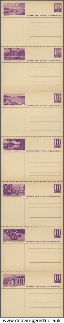 Schweiz - Ganzsachen: 1935 Komplette Serie Von 28 Bildpostkarten 10 Rappen Violett Auf Rahmfarben In - Stamped Stationery