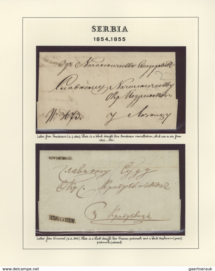 Serbien - Vorphilatelie: 1840/1867, Collection Of 40 Domestic Stampless Letters, Neatly Arranged On - ...-1845 Préphilatélie