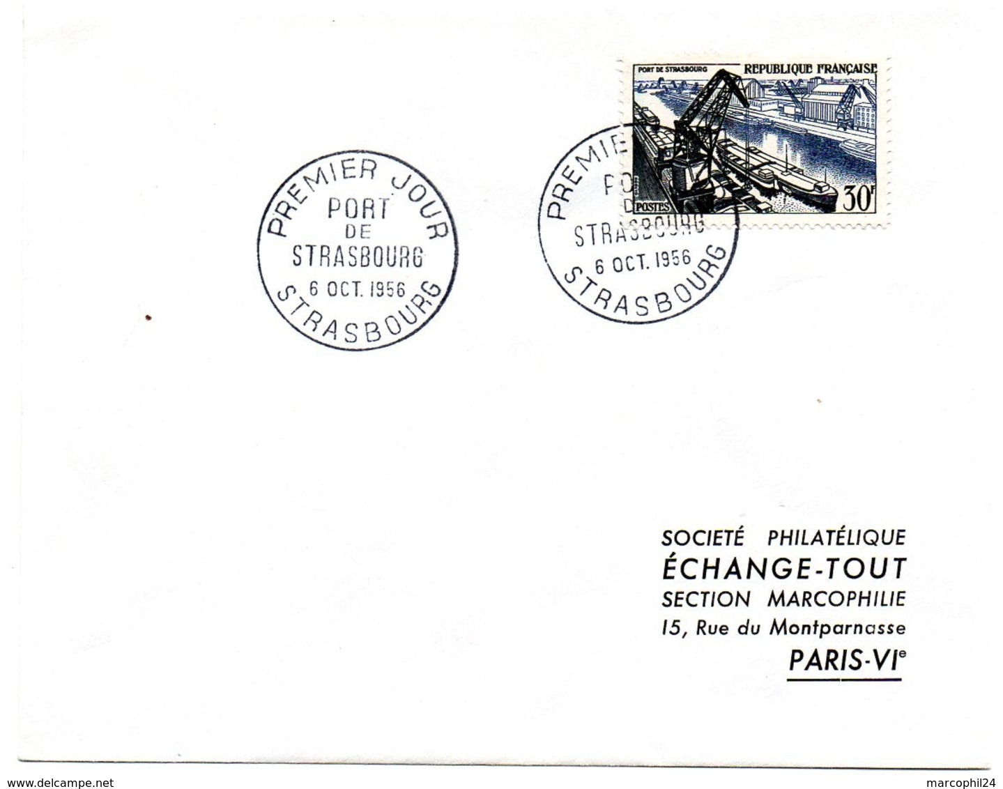 MARINE = 67 STRASBOURG 1956 = CACHET PREMIER JOUR  ' PORT  ' + N° Yvt 1080 - 1950-1959