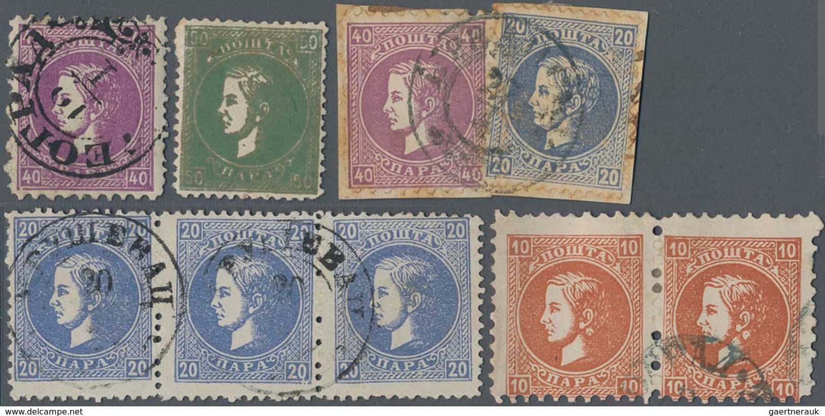 Serbien: 1869/1880 (ca.), Prince Milan, Specialised Assortment Of Apprx. 70 Stamps, Showing Shades, - Serbie