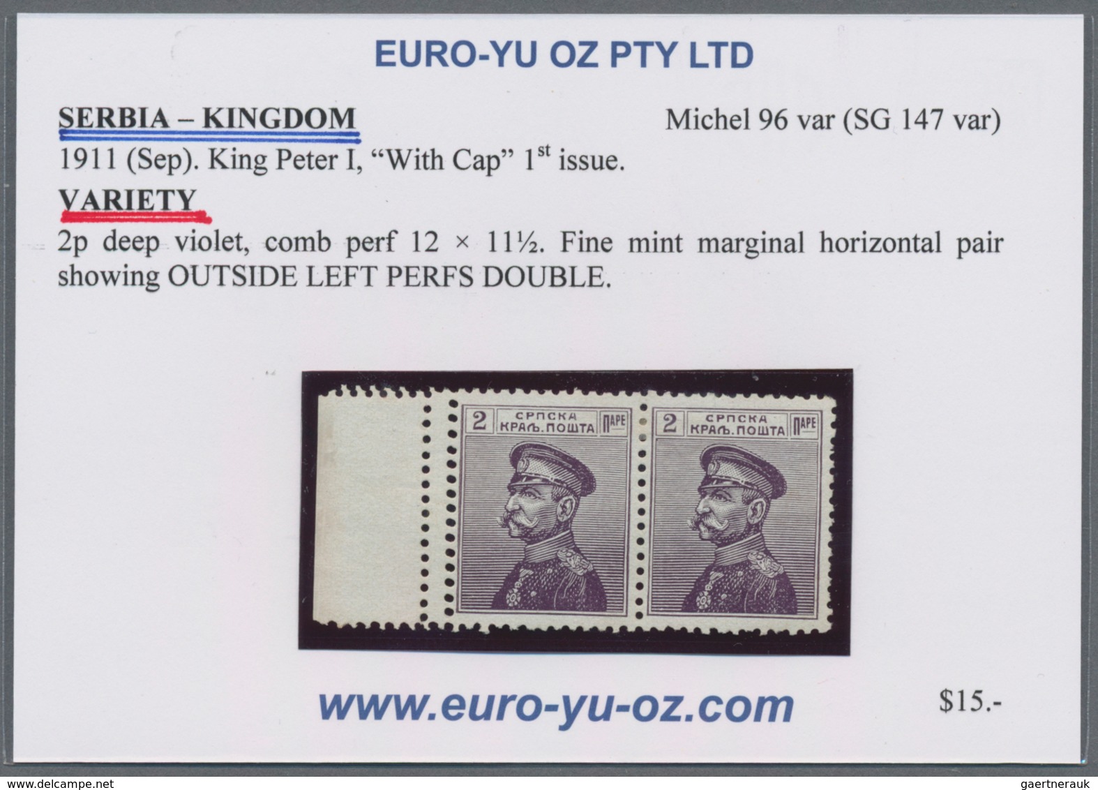 Serbien: 1911, Definitives "Peter", specialised assortment of apprx. 49 stamps incl. imperfs, double