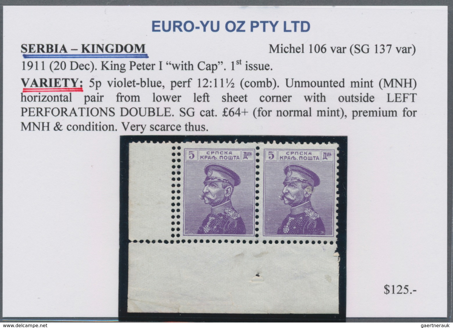 Serbien: 1911, Definitives "Peter", specialised assortment of apprx. 49 stamps incl. imperfs, double