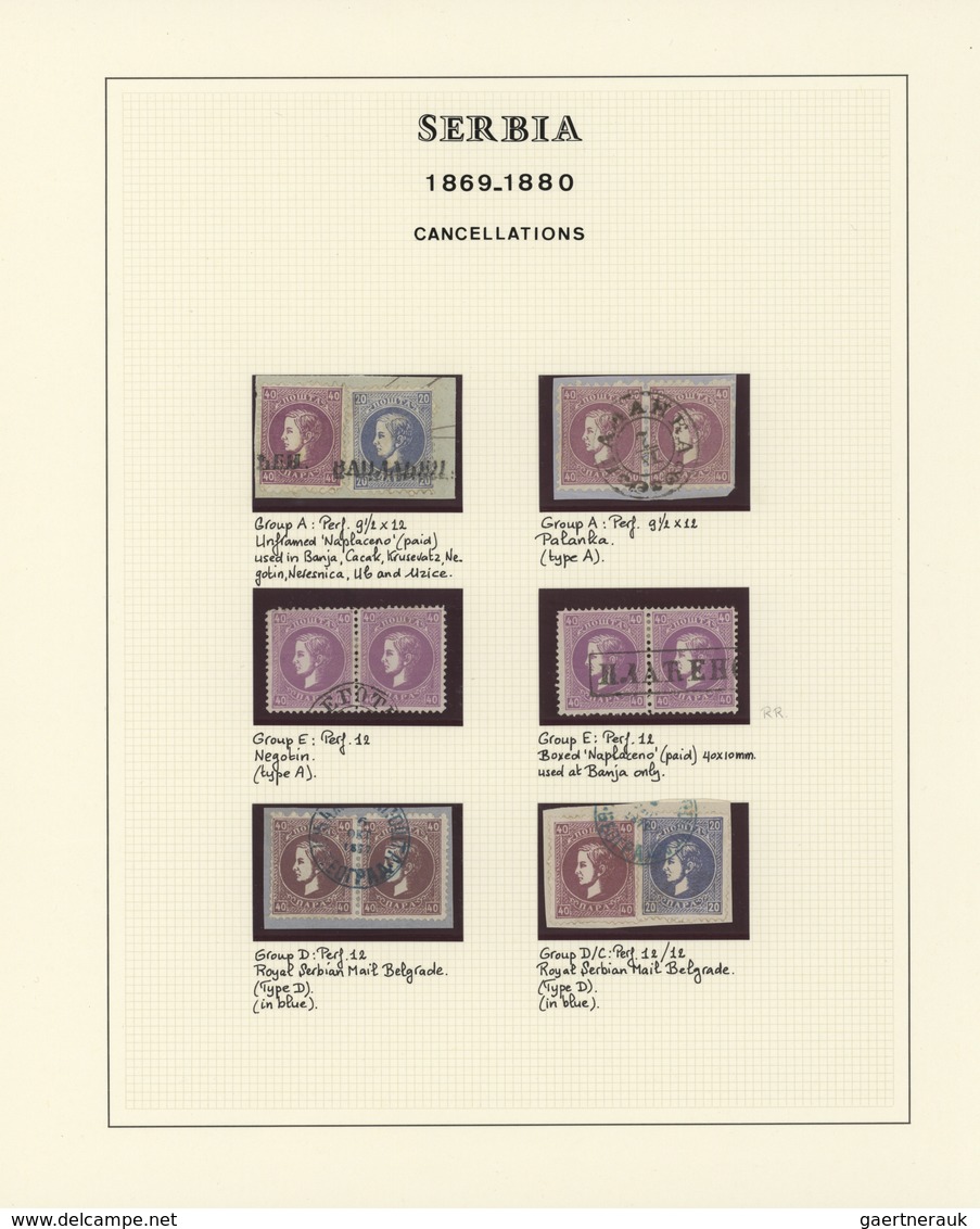 Serbien - Stempel: 1869/1880, Milan IV., Specialised Collection Of Apprx. 75 Stamps On Written Up Al - Serbien