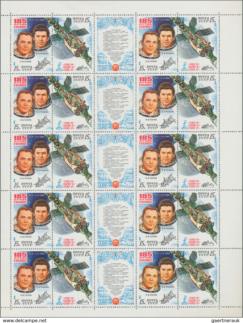 Sowjetunion: 1966/1989, MNH Assortment Of 29 Complete Sheets Incl. Thematics SPACE, ANIMALS And Olym - Usati