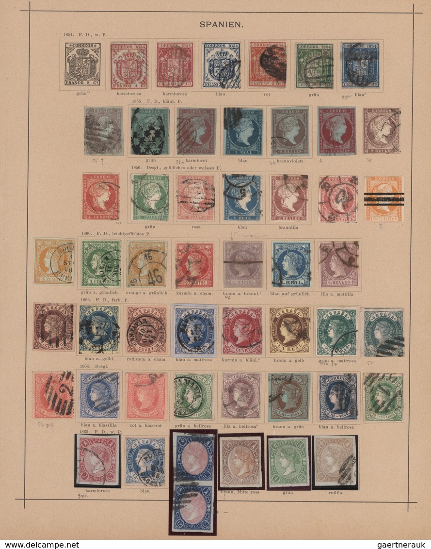 Spanien: 1850/1880, Mainly Used Collection Of Classic And Semi-classic Issues Arranged On Ancient Sc - Usados