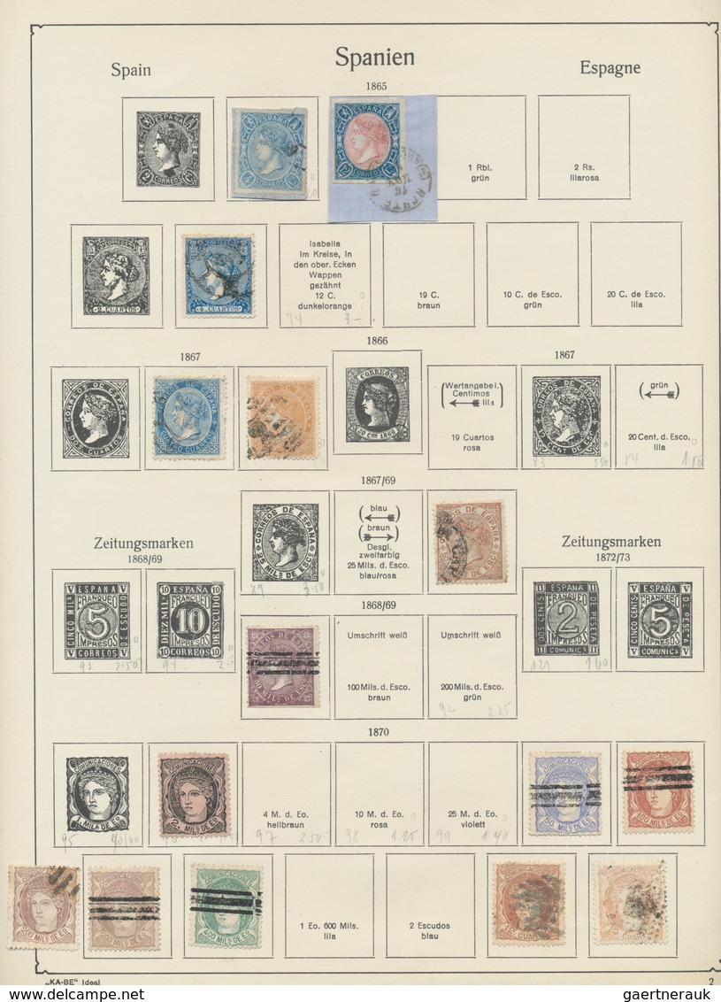 Spanien: 1850/1963, Collection On Old Text Form Pages, At The Beginning Mostly Collected Used But Fr - Usados