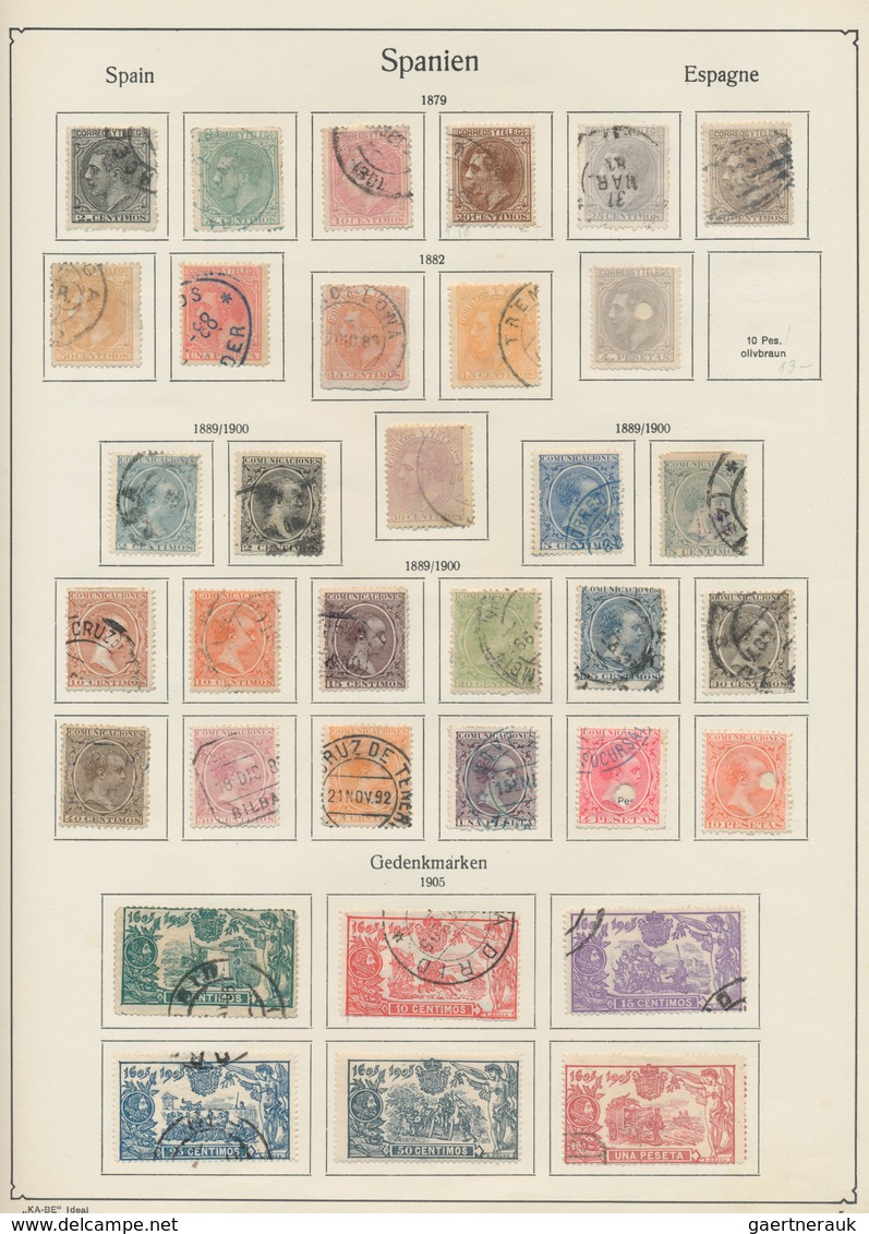 Spanien: 1850/1963, Collection On Old Text Form Pages, At The Beginning Mostly Collected Used But Fr - Oblitérés