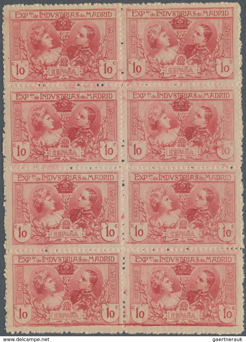 Spanien: 1907, Industrial Fair In Madrid 10c. Red Perf. 11½ In A Lot With Approx. 1.500 Stamps Mostl - Gebraucht