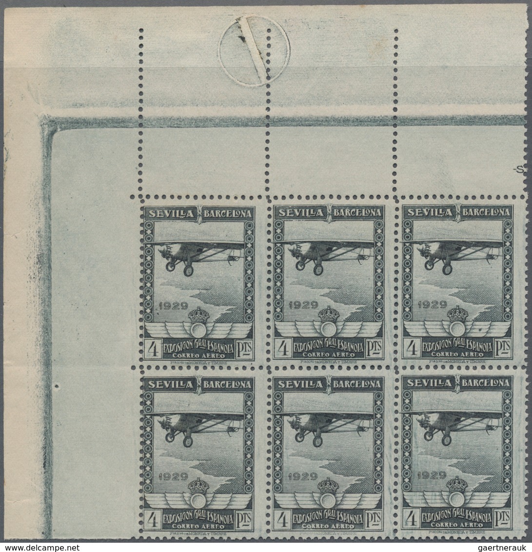 Spanien: 1929, Airmail Issue 4pta. Grey Black Showing Airplane 'Spirit Of St. Louis' In An Investmen - Usados