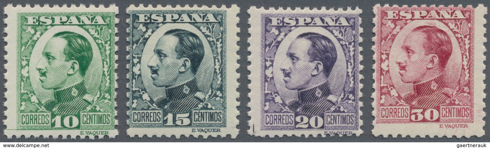 Spanien: 1930, King Alfonso XIII. Definitives Four Different Values In A Lot With About 445 Stamps I - Usados