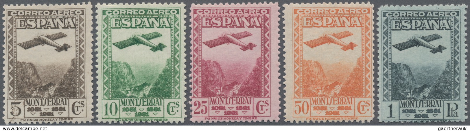 Spanien: 1931, 900 Years Montserrat Monastery Airmail Stamps Perf. 11¼ Complete Set Of Five In A Lot - Usados
