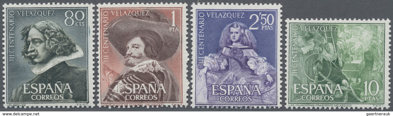 Spanien: 1961, VELAZQUEZ Complete Set Of Four Stamps And Miniature Sheets In A Lot With 90 Sets, Min - Usados
