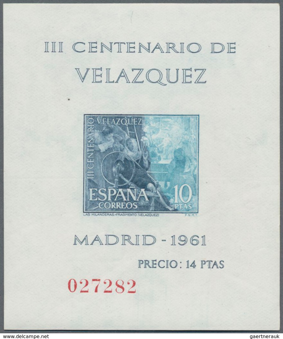 Spanien: 1961, VELAZQUEZ Set Of Four Miniature Sheets In A Lot With About 50 Complete Sets, Mint Nev - Gebraucht