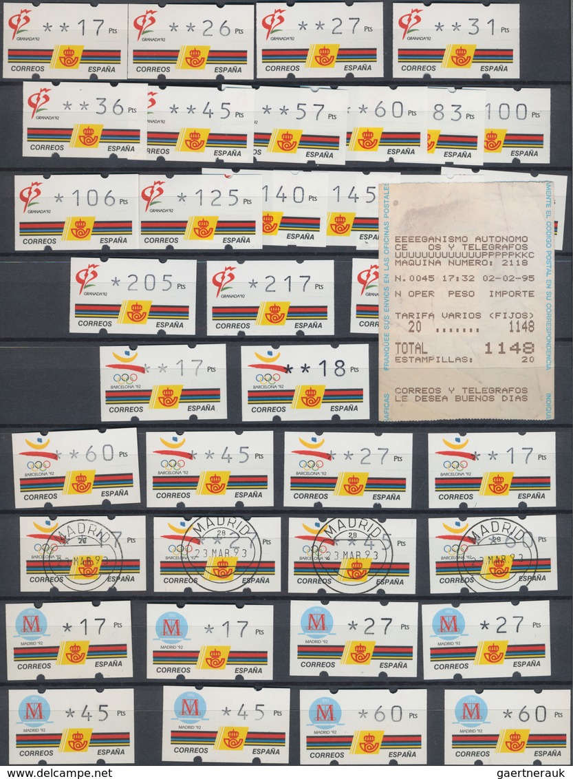 Spanien - Automatenmarken: 1989/2002, MNH Resp. Neatly Cancelled Collection/accumulation Of Apprx. 1 - Maschinenstempel (EMA)