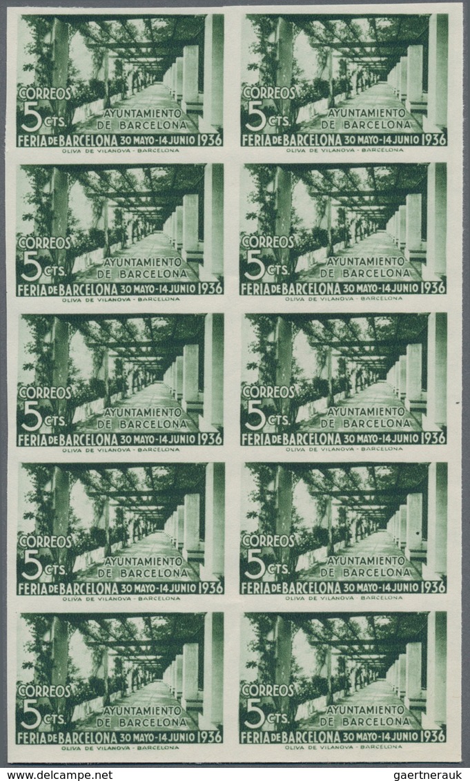 Spanien - Zwangszuschlagsmarken Für Barcelona: 1936, Barcelona Fair 5c. (+ 1pta.) Dark Green Showing - Oorlogstaks