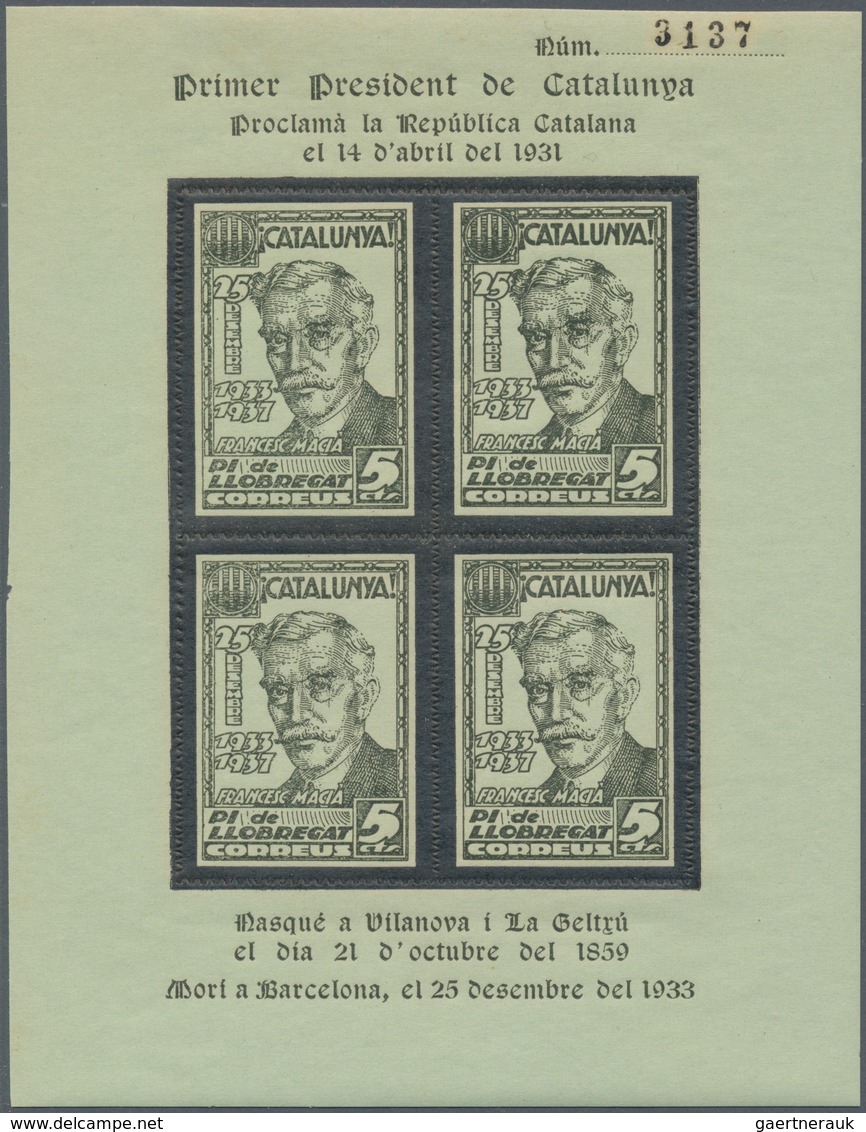 Spanien - Lokalausgaben: 1937, PI DE LLOBREGAT (Catalunya): Accumulation With About 405 Imperforate - Emisiones Nacionalistas