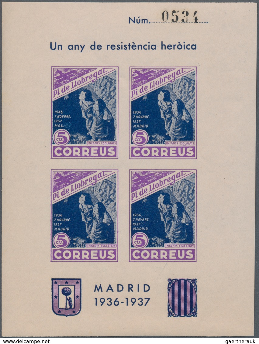 Spanien - Lokalausgaben: 1937, PI DE LLOBREGAT: Accumulation Of Four Different Imperforate Or Zig-za - Nationalistische Ausgaben