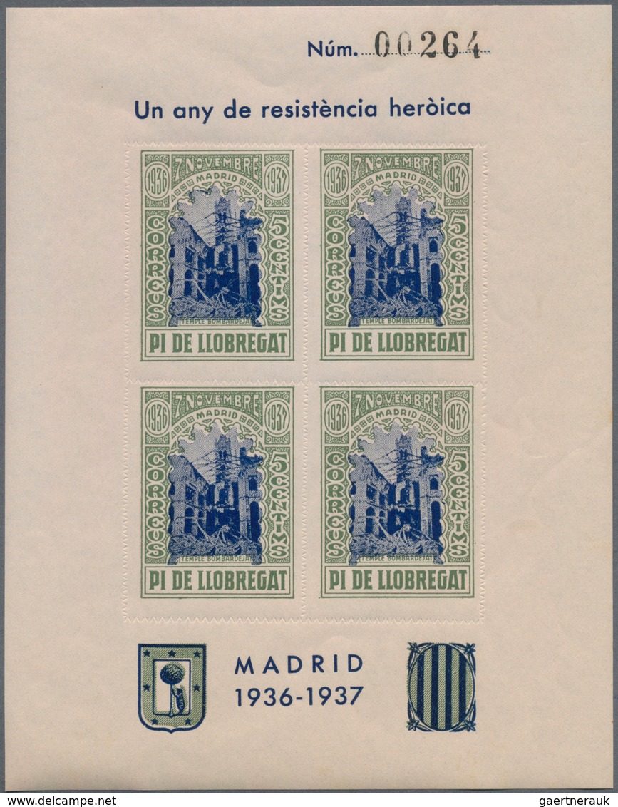 Spanien - Lokalausgaben: 1937, PI DE LLOBREGAT: Accumulation Of Four Different ZIG-ZAG ROULETTED Min - Emisiones Nacionalistas