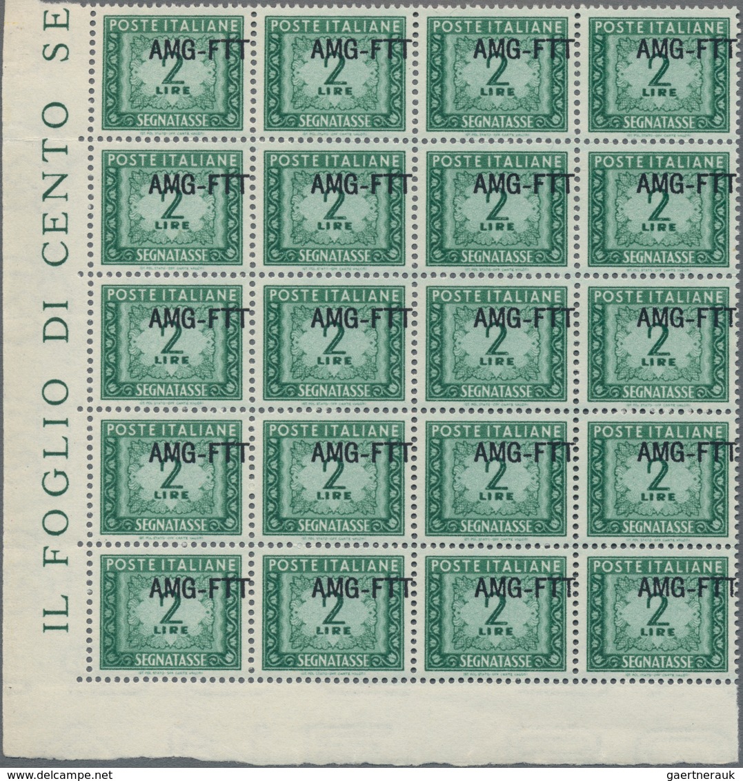Triest - Zone A - Portomarken: 1949, Italy Postage Due 2l. Dark-green With Opt. ‚AMG-FTT‘ HEAVY SHIF - Strafport