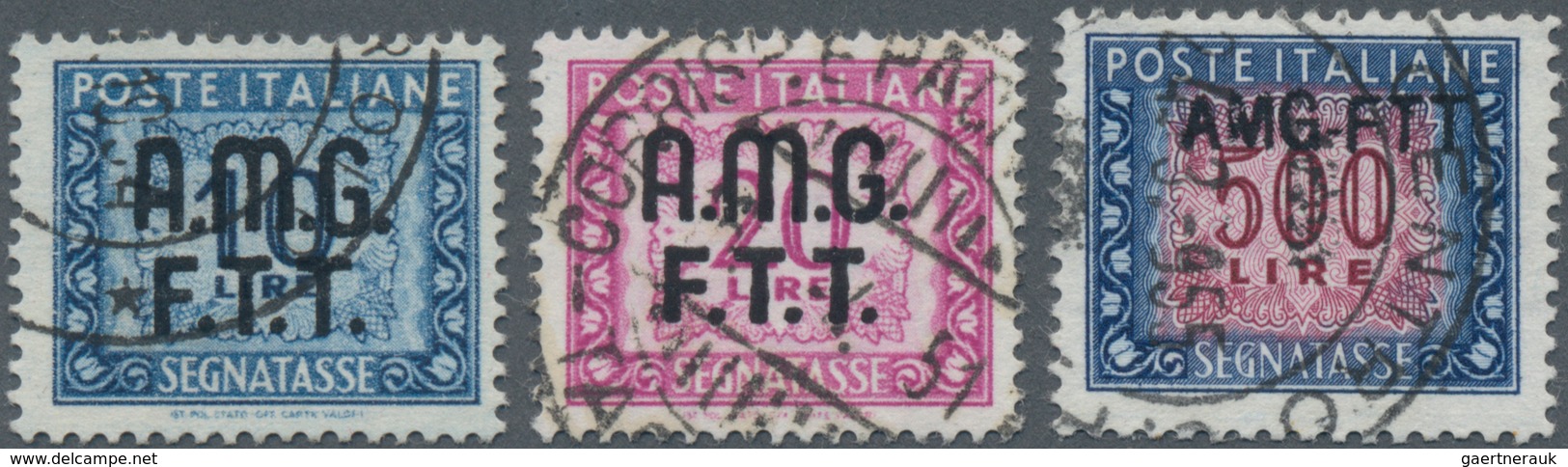 Triest - Zone A - Portomarken: 1949/1952, Accumulation Of Three Different Italian Postage Dues Optd. - Impuestos