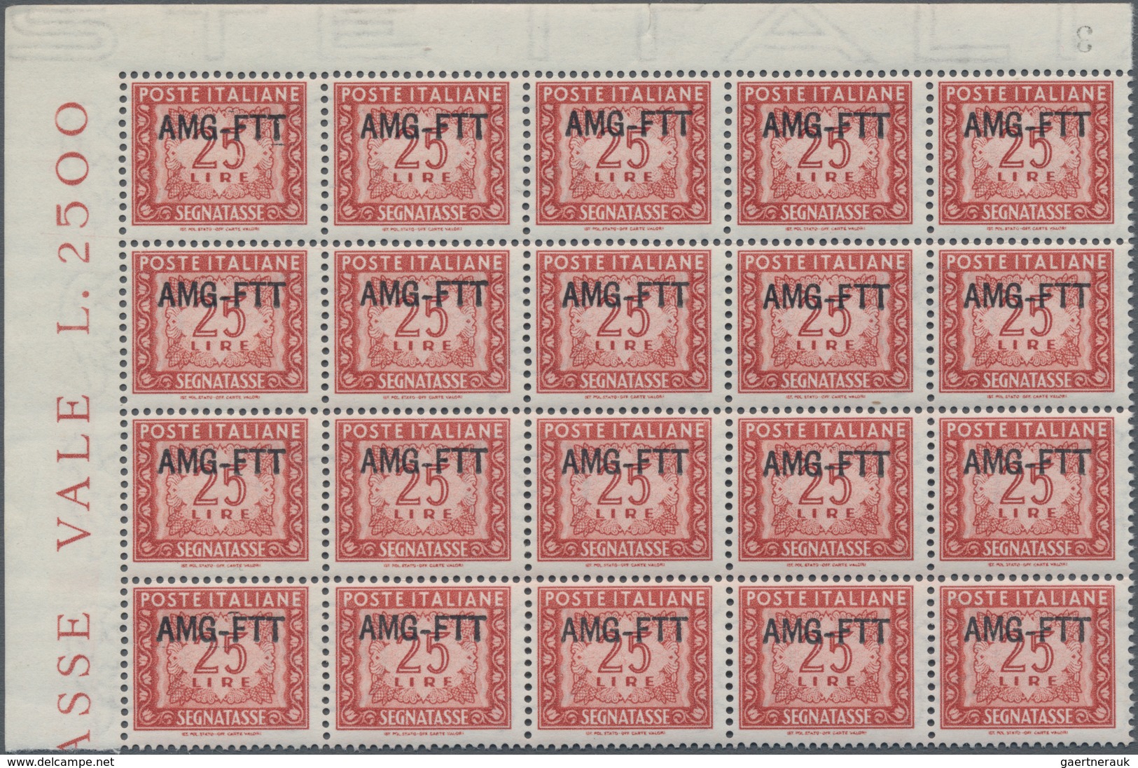 Triest - Zone A - Portomarken: 1954, Italy Postage Due 25l. Brownish-red Optd. ‚AMG-FTT‘ In A Lot Wi - Portomarken