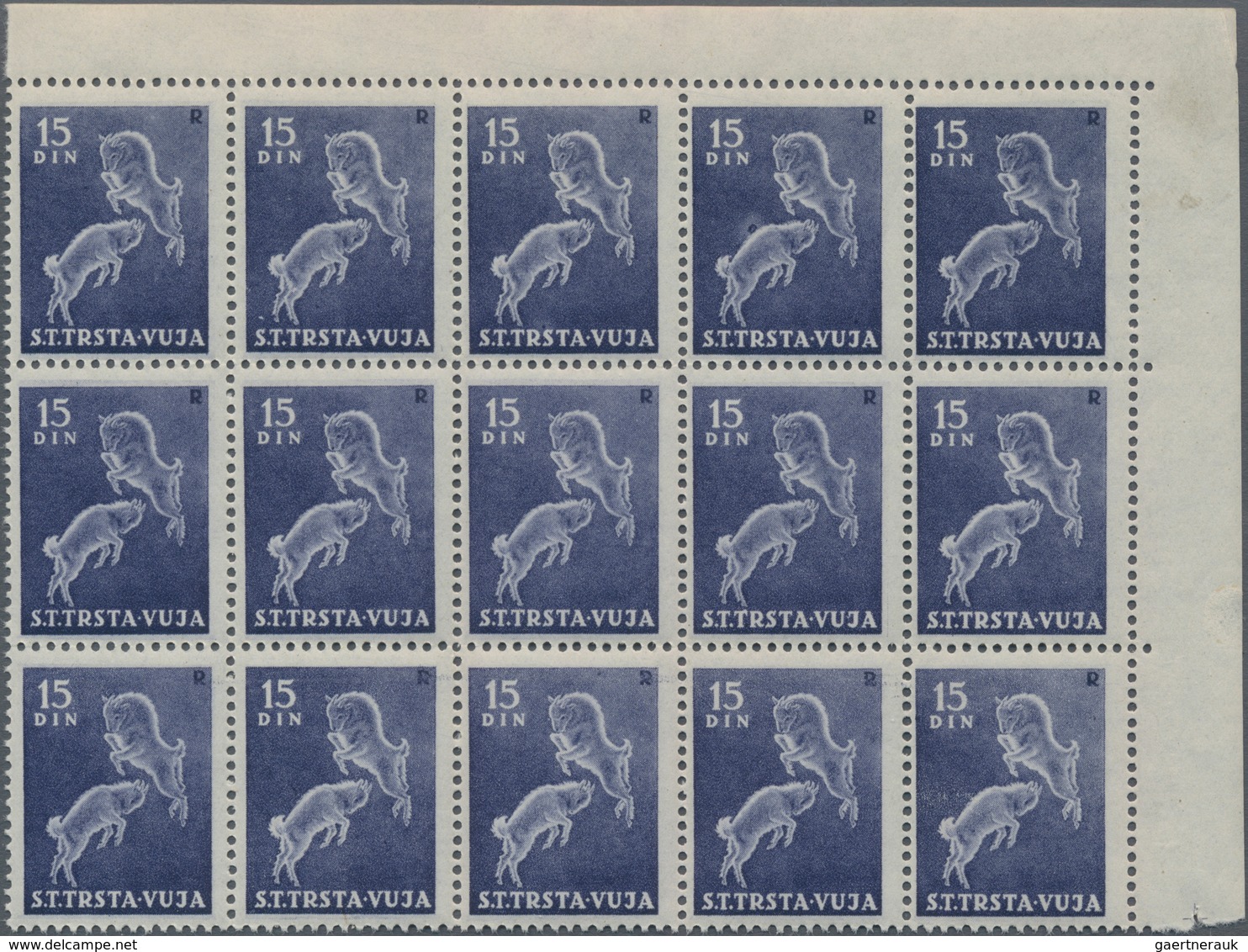 Triest - Zone B: 1950, Definitive Issue 15din. Greyish-violet ‚domestic Goat‘ In A Lot With 100 Stam - Neufs