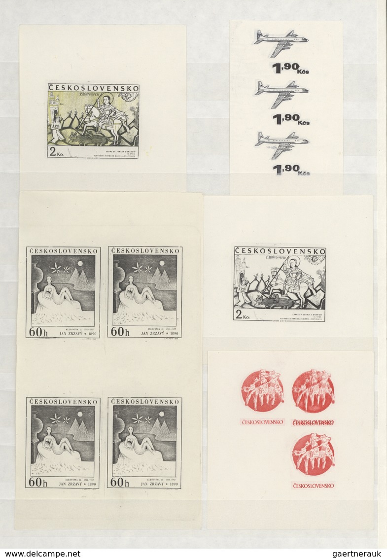 Tschechoslowakei: 1968/1977 (ca.), Specialised Assortment Of Five Progressive Proof Sheets Comprisin - Oblitérés