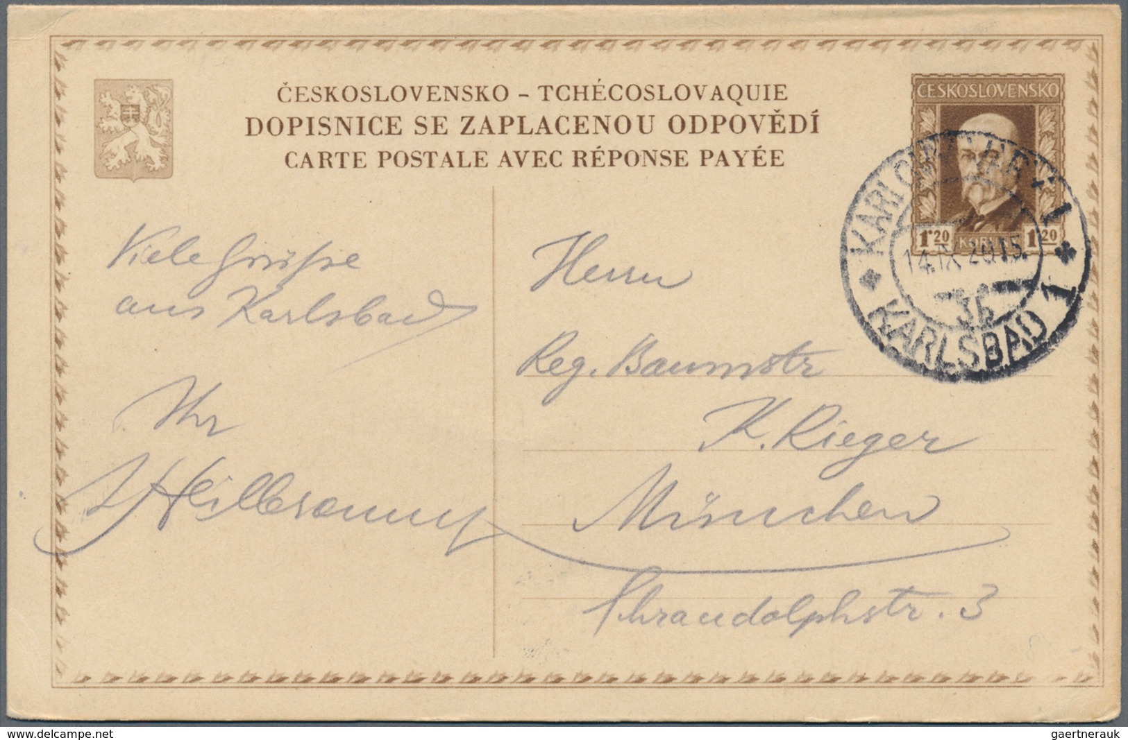 Tschechoslowakei - Ganzsachen: 1919/31 Album With Ca. 200 Used Postal Stationery Postcards, Incl. Do - Postales