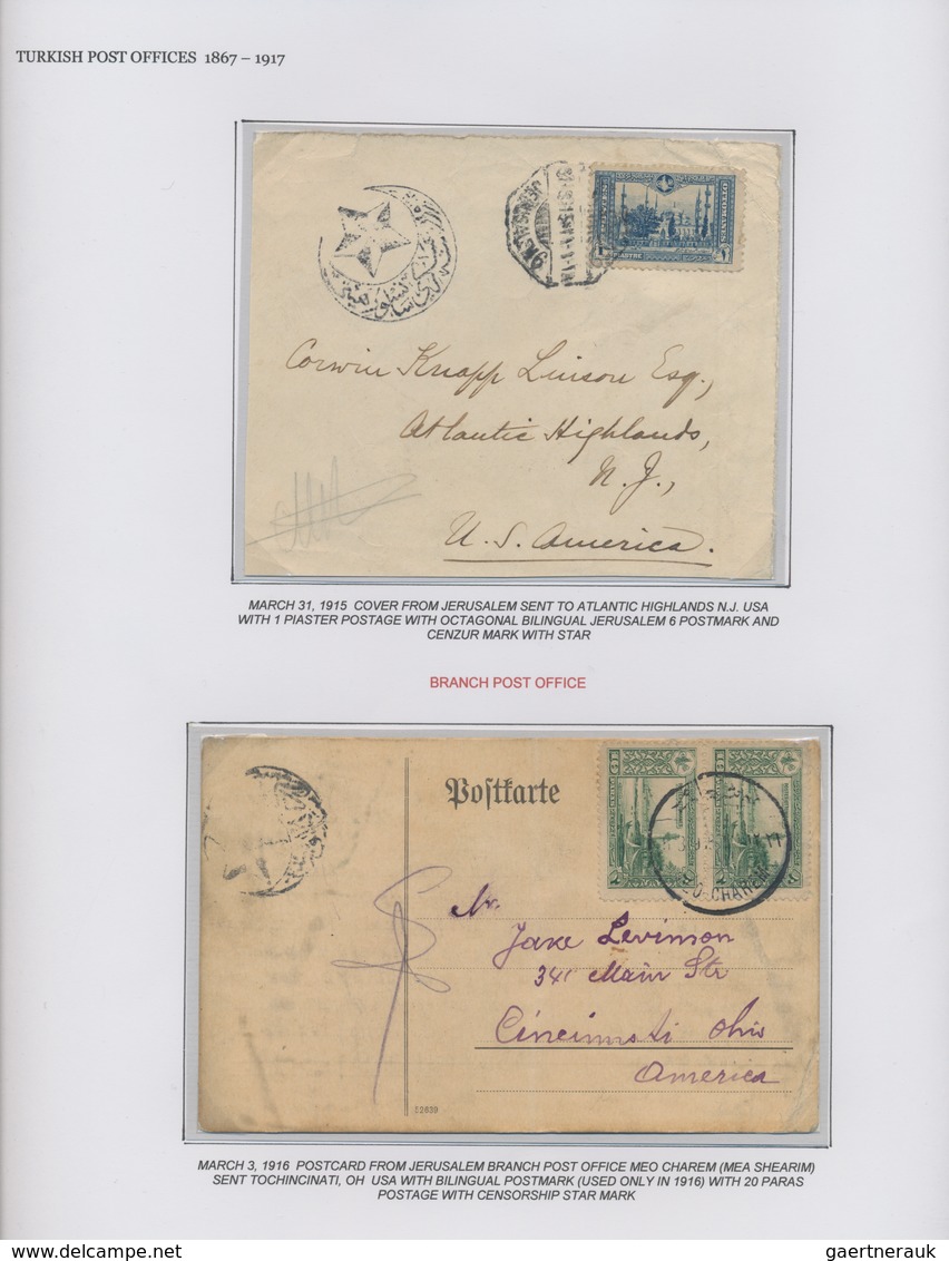 Türkei: 1872/1917, Imperial Ottoman Mail in Palestine/Holyland, extraordinary exhibit on 27 album pa